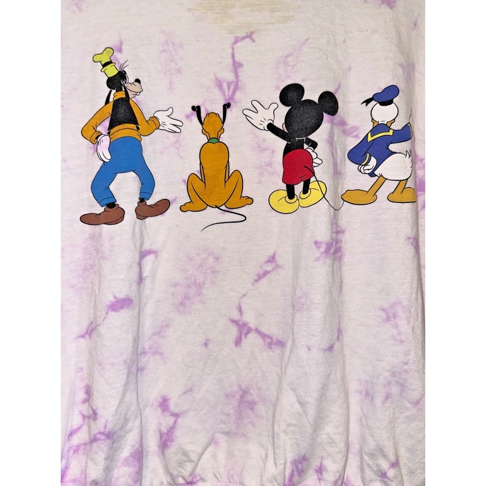 Disney Juniors M Purple Tie Dye Characters Pullover Top Mickey Goofy Donald Duck - Picture 4 of 5